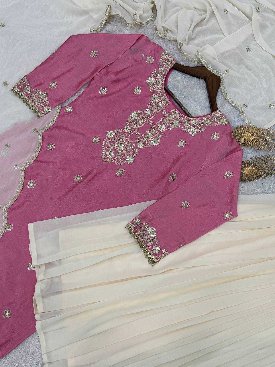 Ynf Chinon Silk KESH159 1039 Suits & Dresses Wholesale Ladies Suits Embroidery Suits Palazzo Suit Manufacturer