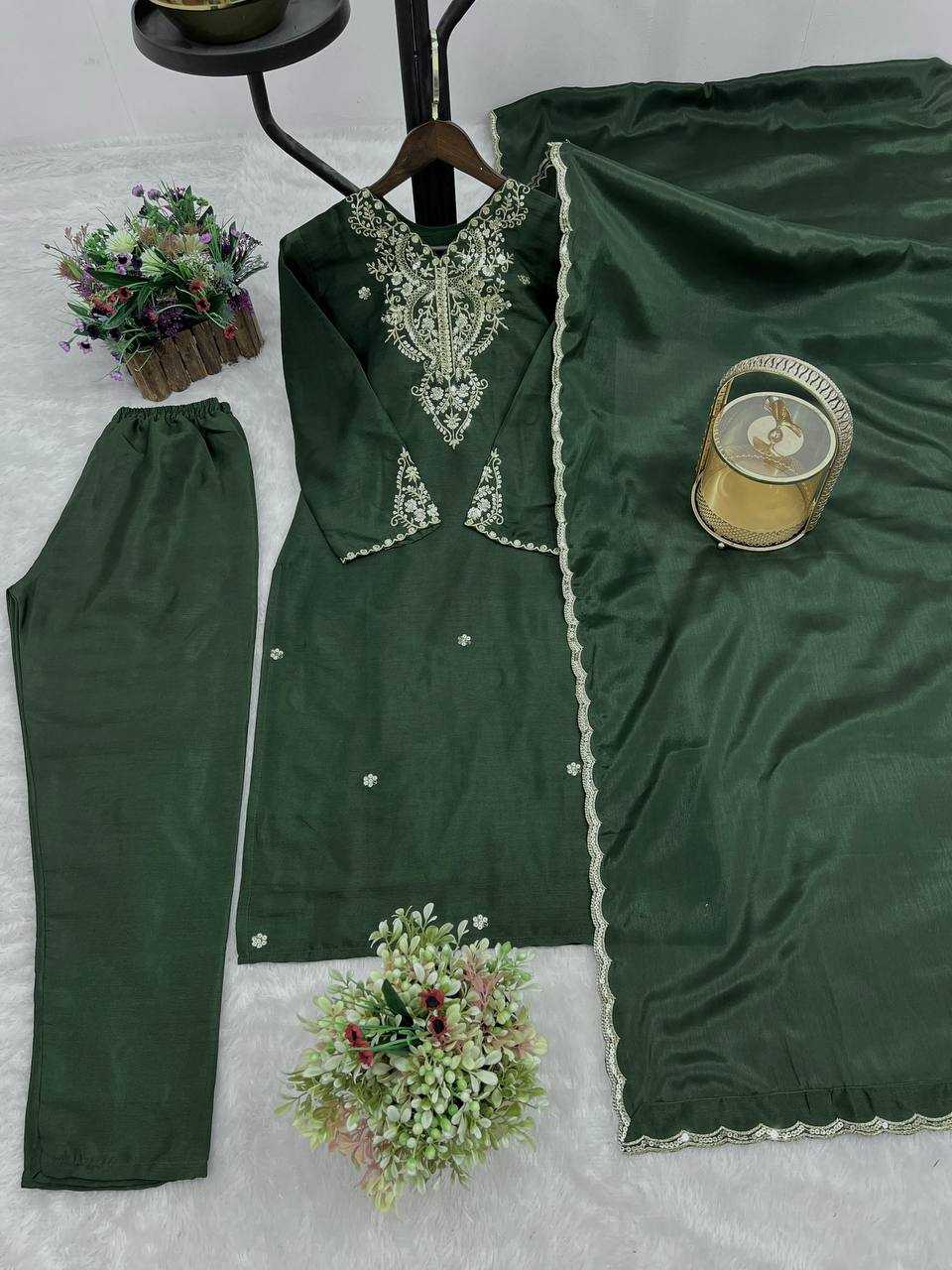 Ynf Chinon Silk KESH159 1352 Suits & Dresses Wedding Collections Festive Collections Wholesale Embroidery Suits Ladies Silk Suit Wedding Outfits Manufacturer