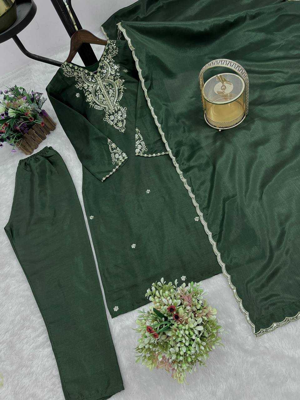 Ynf Chinon Silk KESH159 1352 Suits & Dresses Wedding Collections Festive Collections Wholesale Embroidery Suits Ladies Silk Suit Wedding Outfits Manufacturer