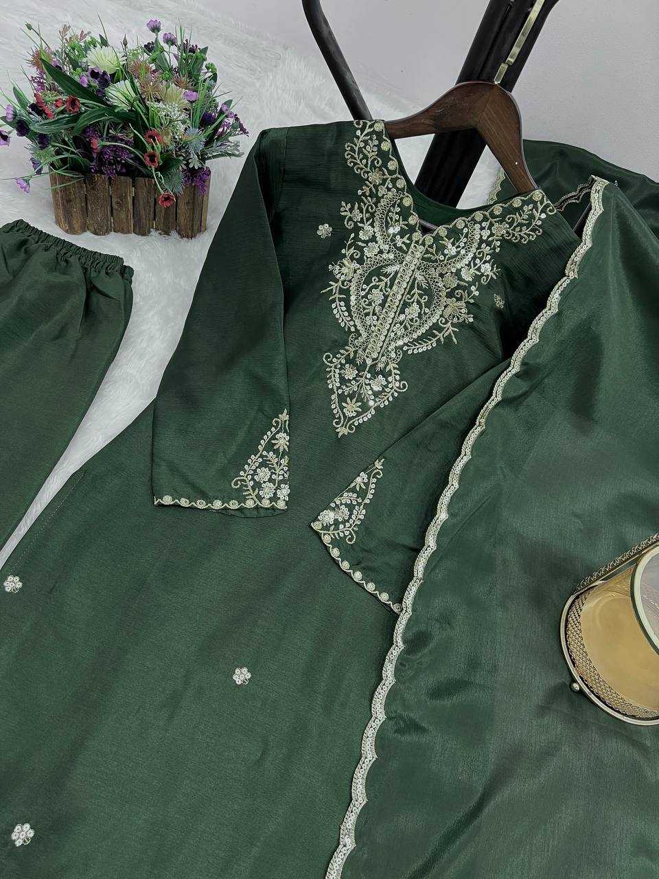 Ynf Chinon Silk KESH159 1352 Suits & Dresses Wedding Collections Festive Collections Wholesale Embroidery Suits Ladies Silk Suit Wedding Outfits Manufacturer
