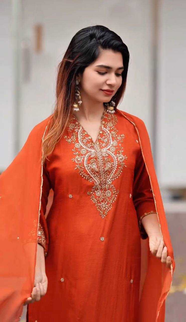 Ynf Chinon Silk KESH159 1352 Suits & Dresses Wedding Collections Festive Collections Wholesale Embroidery Suits Ladies Silk Suit Wedding Outfits Manufacturer