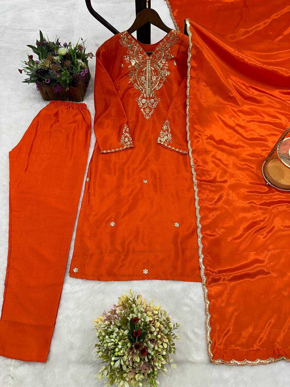 Ynf Chinon Silk KESH159 1352 Suits & Dresses Wedding Collections Festive Collections Wholesale Embroidery Suits Ladies Silk Suit Wedding Outfits Manufacturer