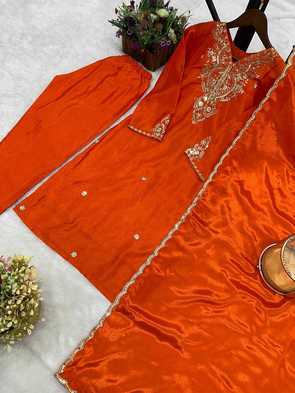 Ynf Chinon Silk KESH159 1352 Suits & Dresses Wedding Collections Festive Collections Wholesale Embroidery Suits Ladies Silk Suit Wedding Outfits Manufacturer