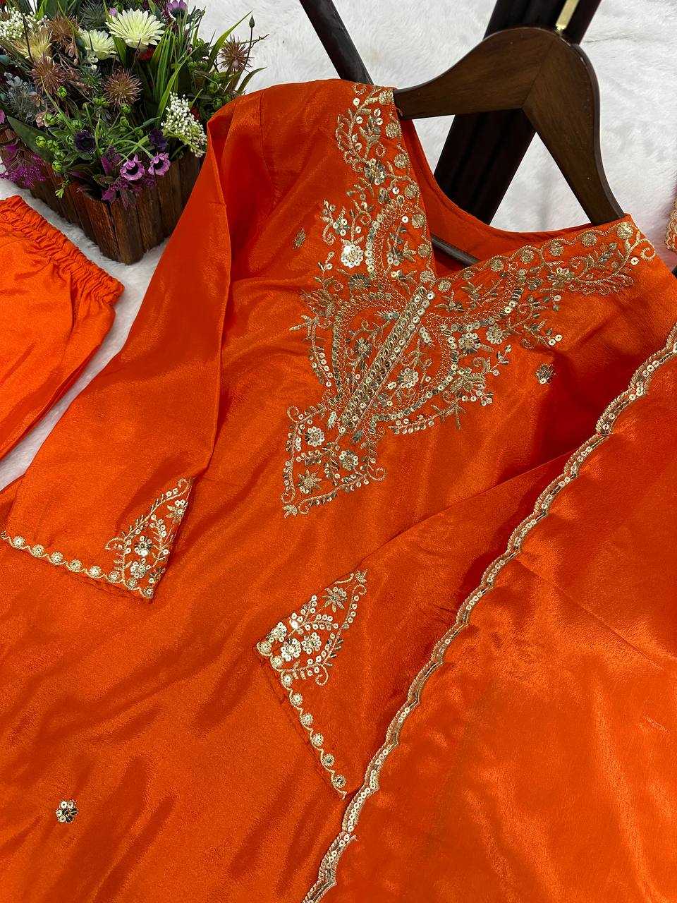 Ynf Chinon Silk KESH159 1352 Suits & Dresses Wedding Collections Festive Collections Wholesale Embroidery Suits Ladies Silk Suit Wedding Outfits Manufacturer