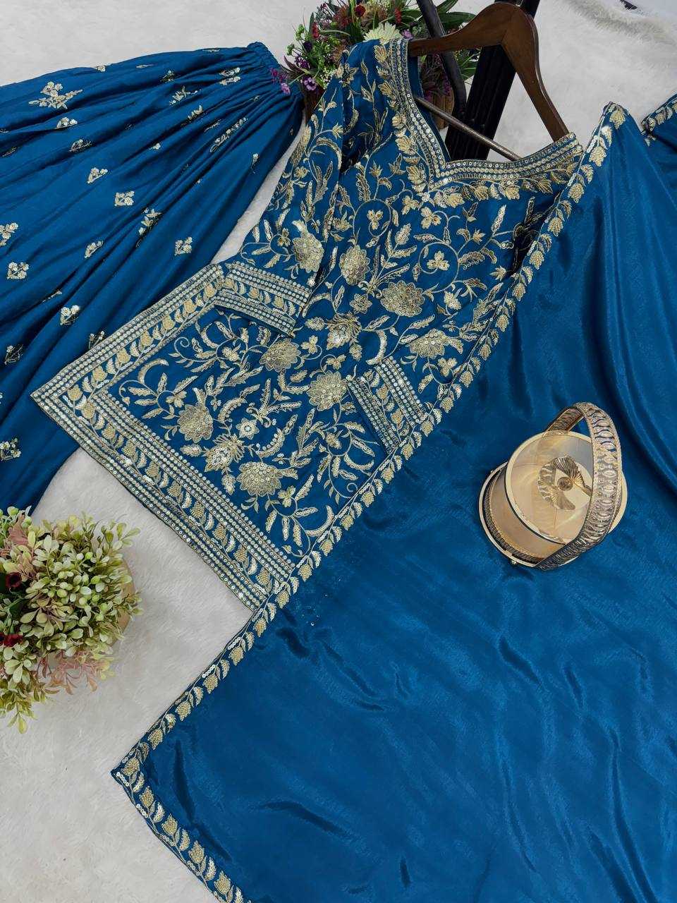Ynf Chinon Silk KESH159 1709 Suits & Dresses Wedding Collections Festive Collections Wholesale Palazzo Suit Ladies Silk Suit Embroidered Suits Manufacturer