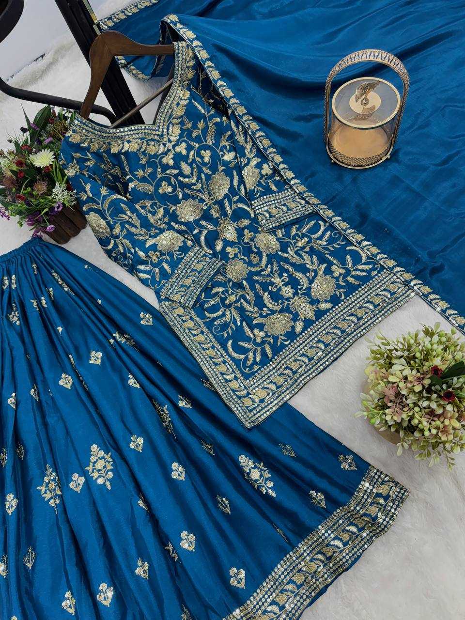 Ynf Chinon Silk KESH159 1709 Suits & Dresses Wedding Collections Festive Collections Wholesale Palazzo Suit Ladies Silk Suit Embroidered Suits Manufacturer