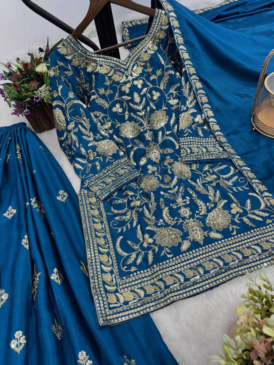 Ynf Chinon Silk KESH159 1709 Suits & Dresses Wedding Collections Festive Collections Wholesale Palazzo Suit Ladies Silk Suit Embroidered Suits Manufacturer