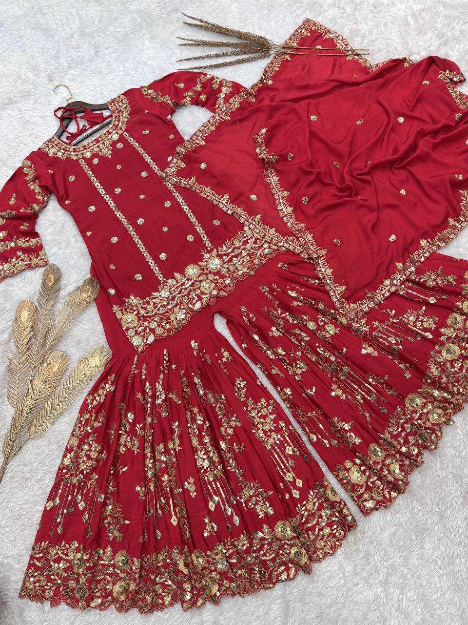 Ynf Chinon Silk KESH159 1710 Suits & Dresses Wedding Collections Festive Collections Wholesale Sharara Salwar Suits Embroidery Suits Ladies Silk Suit Manufacturer