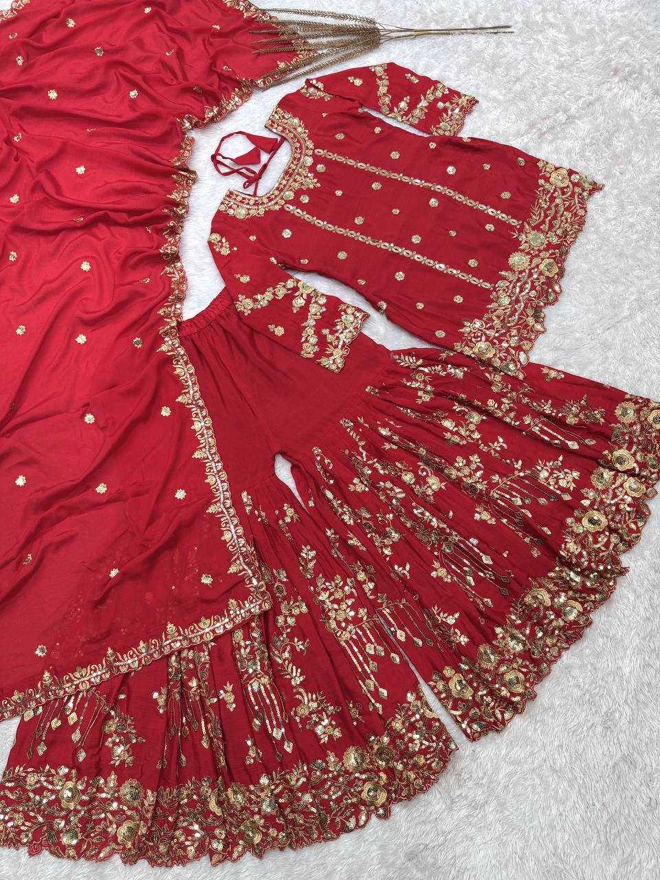 Ynf Chinon Silk KESH159 1710 Suits & Dresses Wedding Collections Festive Collections Wholesale Sharara Salwar Suits Embroidery Suits Ladies Silk Suit Manufacturer