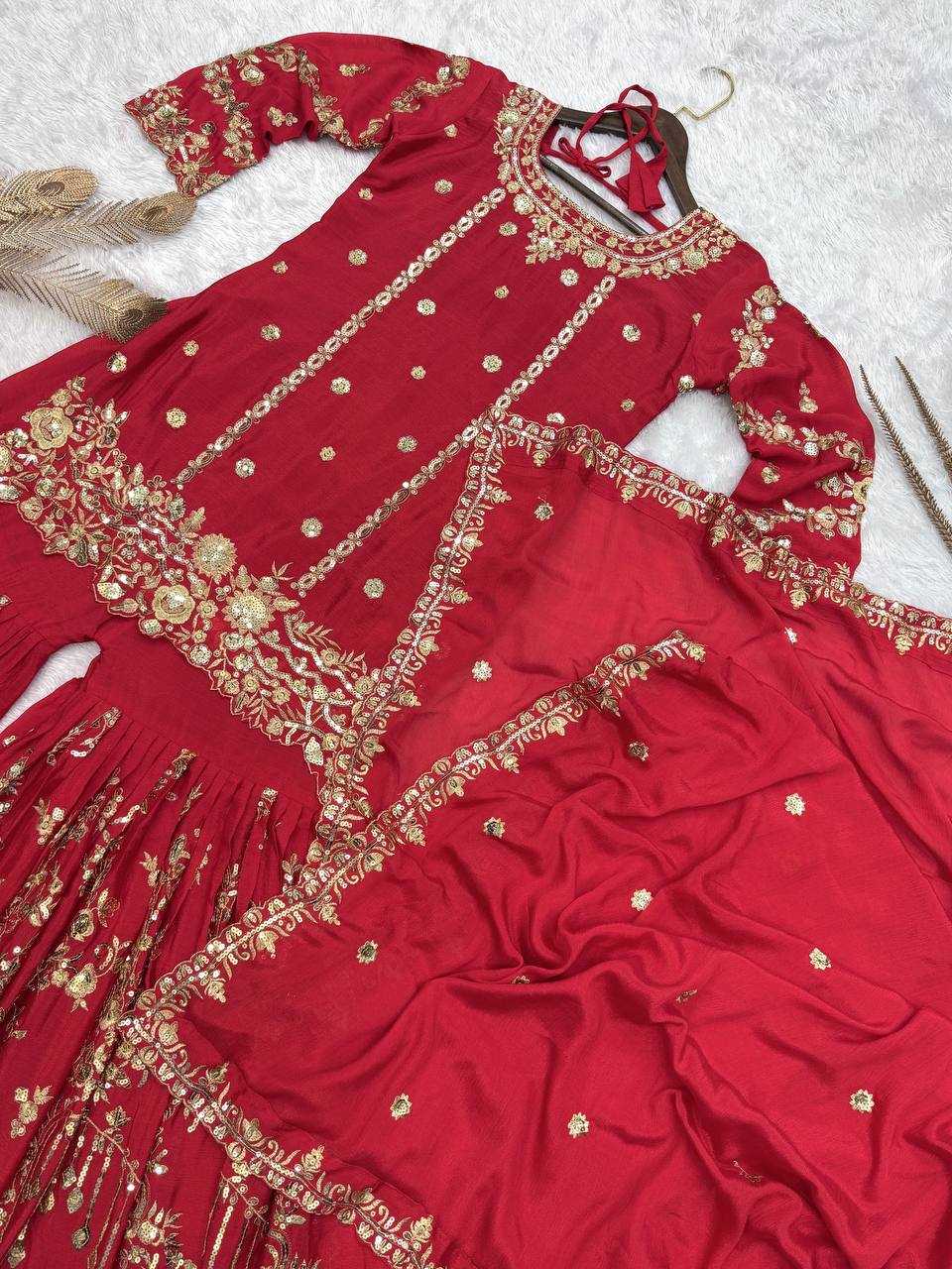 Ynf Chinon Silk KESH159 1710 Suits & Dresses Wedding Collections Festive Collections Wholesale Sharara Salwar Suits Embroidery Suits Ladies Silk Suit Manufacturer
