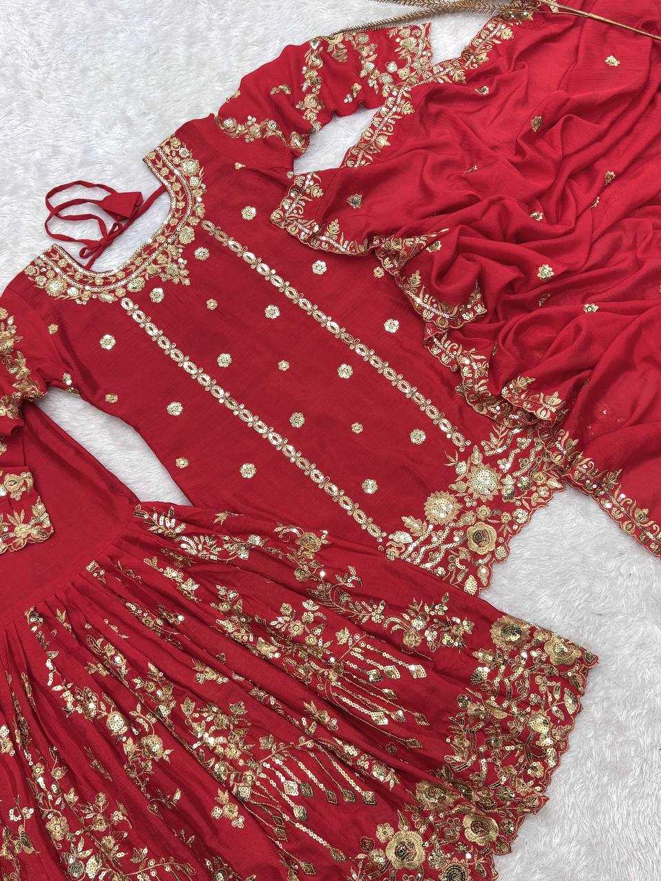 Ynf Chinon Silk KESH159 1710 Suits & Dresses Wedding Collections Festive Collections Wholesale Sharara Salwar Suits Embroidery Suits Ladies Silk Suit Manufacturer