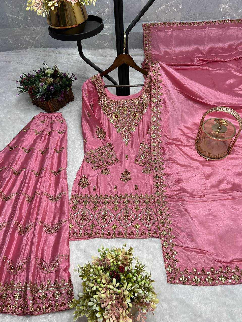 Ynf Chinon Silk KESH159 1711 Suits & Dresses Wedding Collections Festive Collections Wholesale Embroidery Suits Patiala Suits Ladies Silk Suit Manufacturer