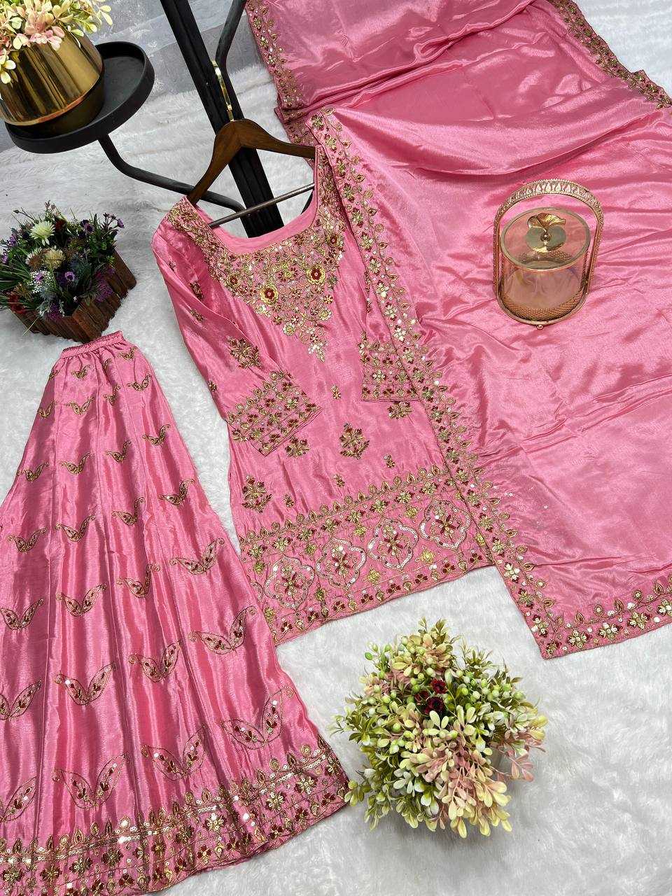 Ynf Chinon Silk KESH159 1711 Suits & Dresses Wedding Collections Festive Collections Wholesale Embroidery Suits Patiala Suits Ladies Silk Suit Manufacturer
