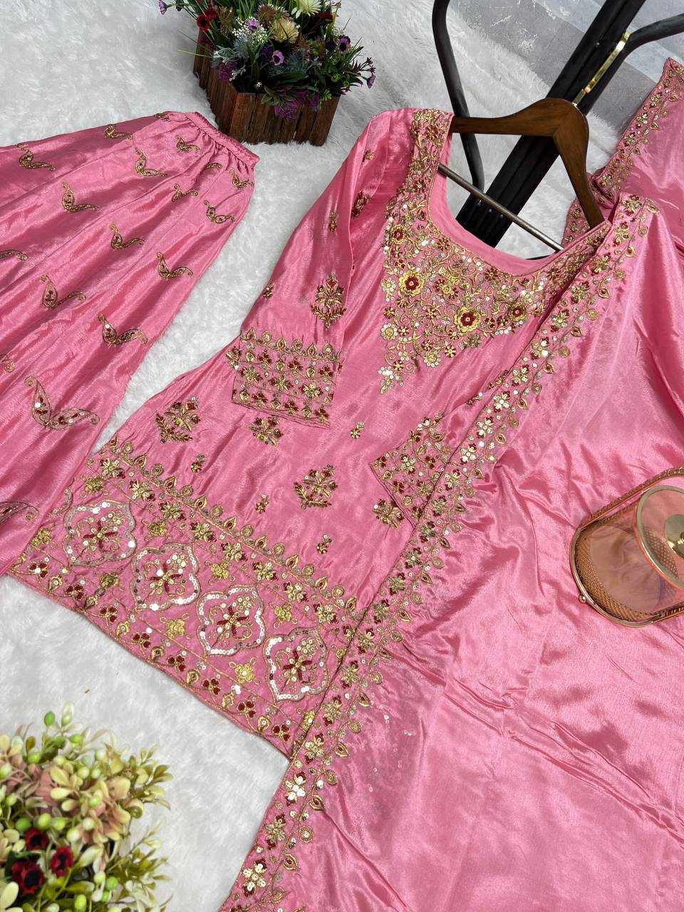 Ynf Chinon Silk KESH159 1711 Suits & Dresses Wedding Collections Festive Collections Wholesale Embroidery Suits Patiala Suits Ladies Silk Suit Manufacturer