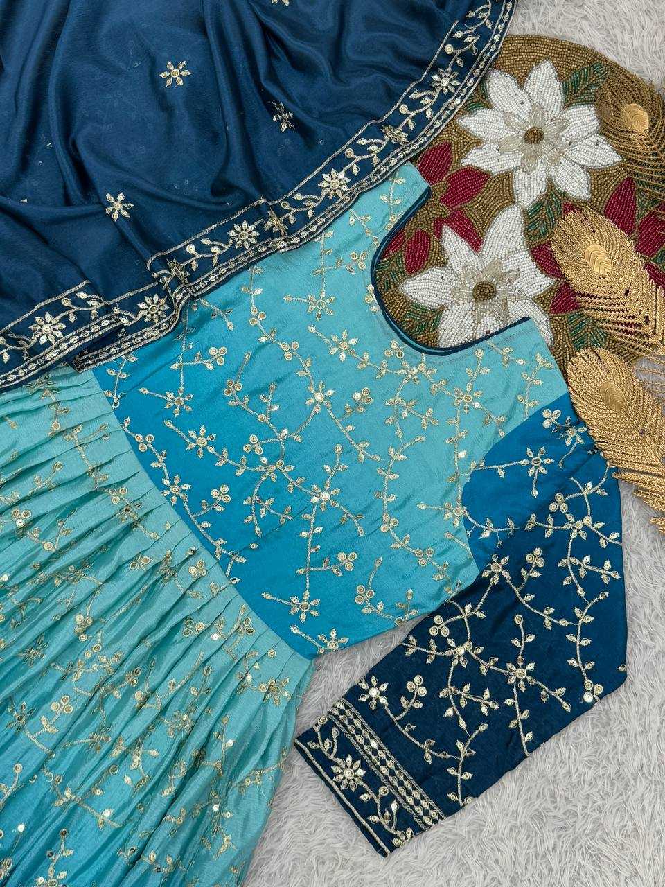 Ynf Chinon Silk KESH159 1716 Gowns Wholesale Party Wear Gowns Sequin Gowns Manufacturer