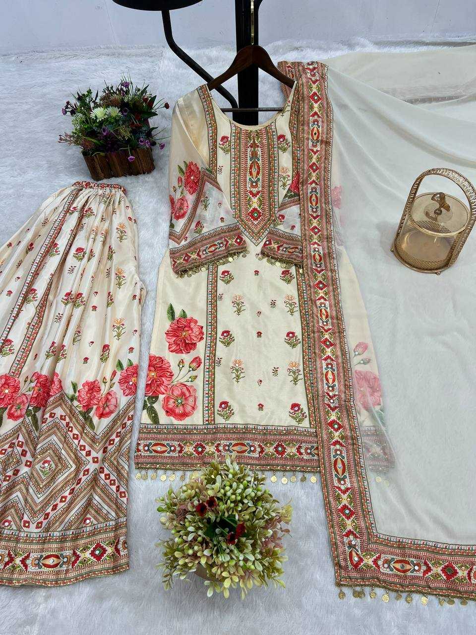 Ynf Chinon Silk KESH461 1707 Suits & Dresses Wedding Collections Festive Collections Wholesale Sharara Salwar Suits Printed Suits Ladies Silk Suit Manufacturer