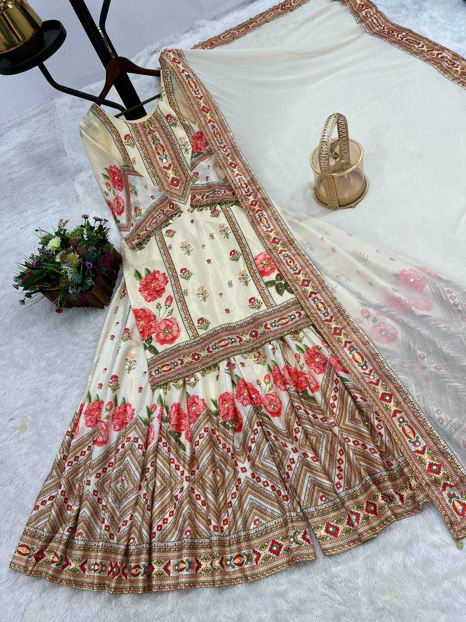Ynf Chinon Silk KESH461 1707 Suits & Dresses Wedding Collections Festive Collections Wholesale Sharara Salwar Suits Printed Suits Ladies Silk Suit Manufacturer