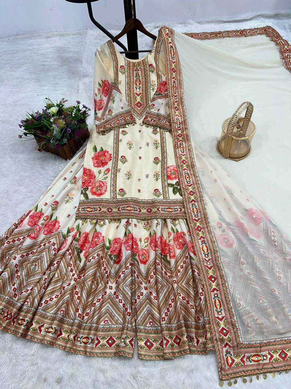 Ynf Chinon Silk KESH461 1707 Suits & Dresses Wedding Collections Festive Collections Wholesale Sharara Salwar Suits Printed Suits Ladies Silk Suit Manufacturer
