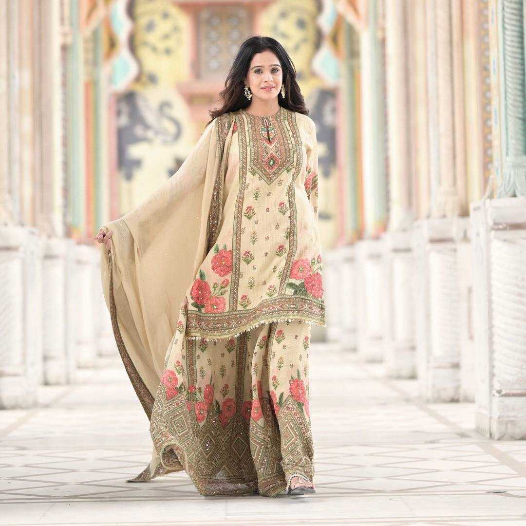 Ynf Chinon Silk KESH461 1707 Suits & Dresses Wedding Collections Festive Collections Wholesale Sharara Salwar Suits Printed Suits Ladies Silk Suit Manufacturer