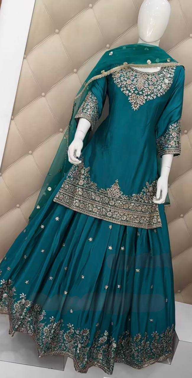 Ynf Chinon Silk KESH461 1708 Lehengas Wedding Collections Festive Collections Wholesale Silk Lehenga Embroidered Lehenga Lehenga With Dupatta Manufacturer