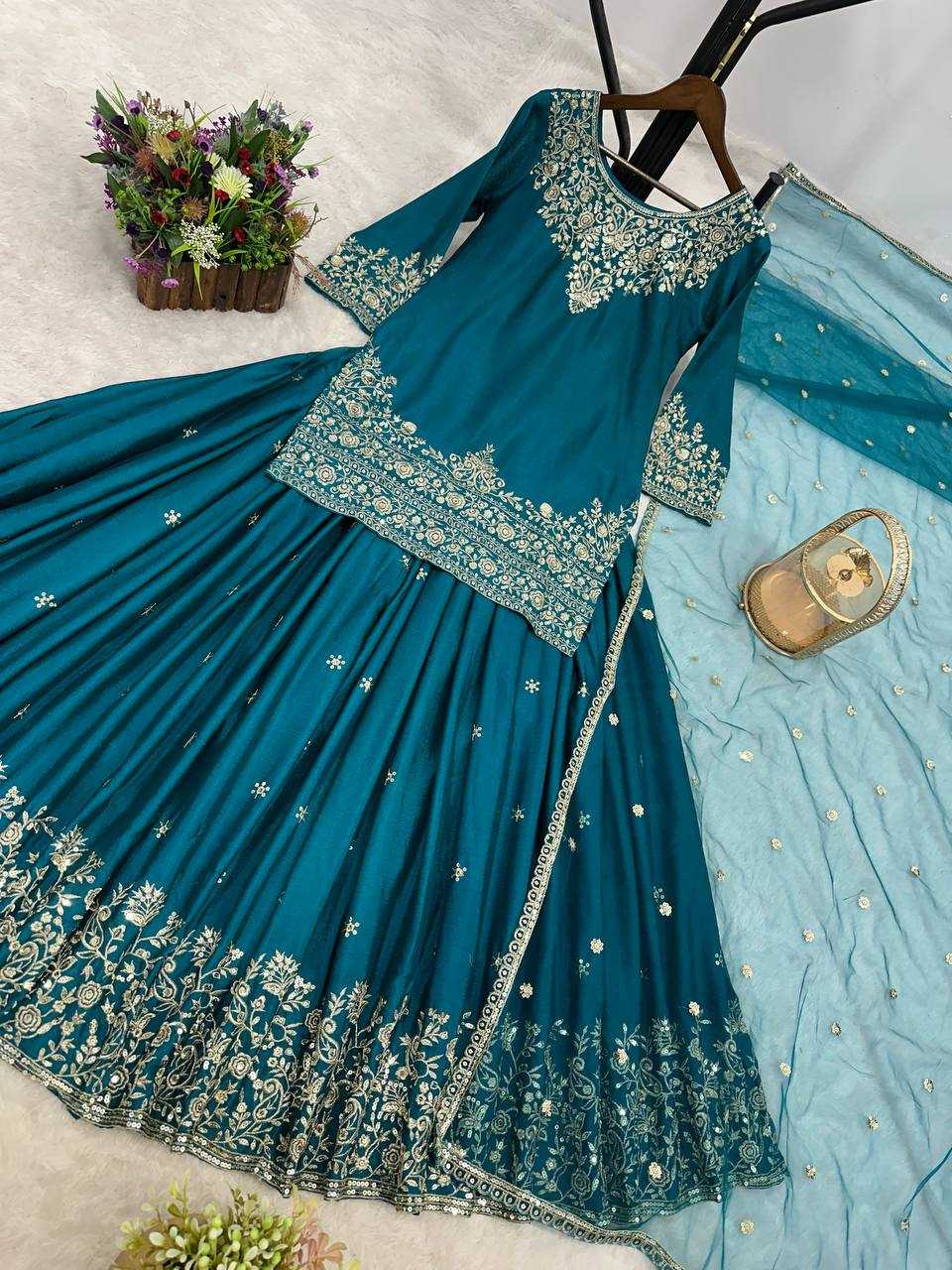 Ynf Chinon Silk KESH461 1708 Lehengas Wedding Collections Festive Collections Wholesale Silk Lehenga Embroidered Lehenga Lehenga With Dupatta Manufacturer