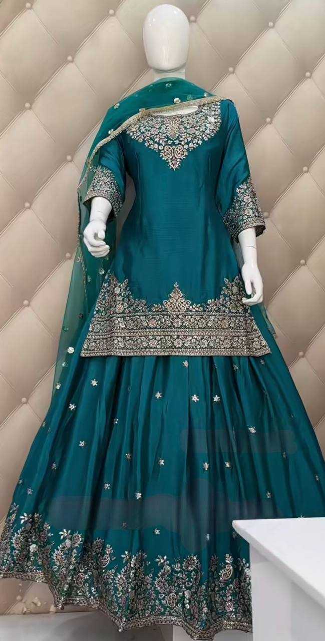 Ynf Chinon Silk KESH461 1708 Lehengas Wedding Collections Festive Collections Wholesale Silk Lehenga Embroidered Lehenga Lehenga With Dupatta Manufacturer