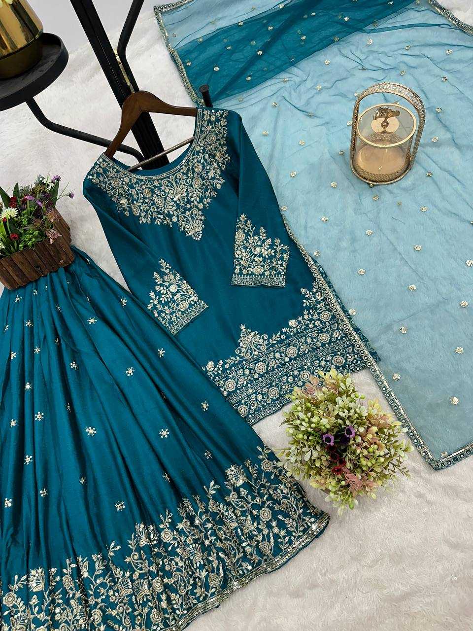 Ynf Chinon Silk KESH461 1708 Lehengas Wedding Collections Festive Collections Wholesale Silk Lehenga Embroidered Lehenga Lehenga With Dupatta Manufacturer