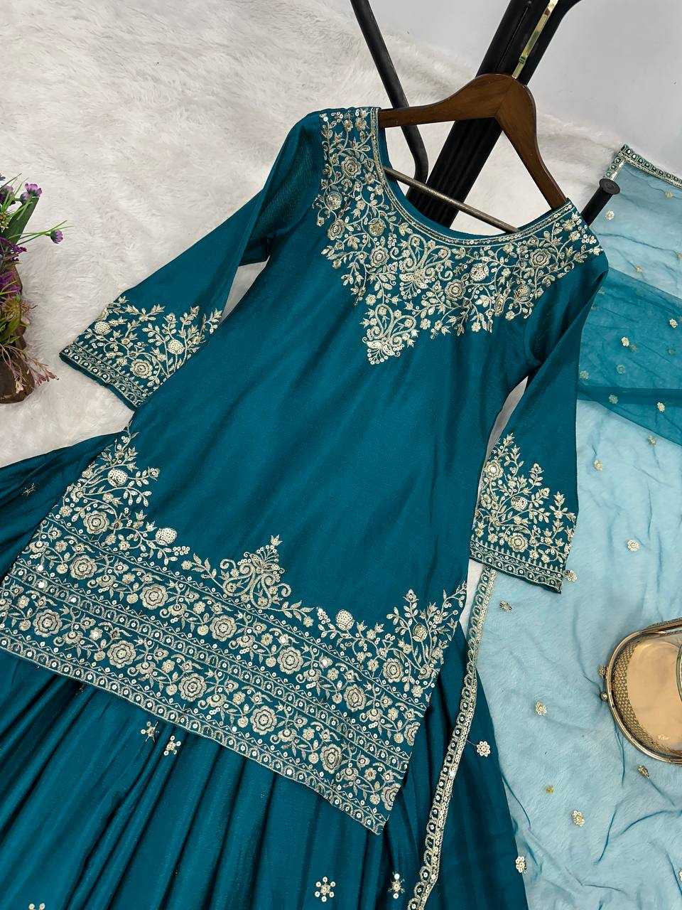 Ynf Chinon Silk KESH461 1708 Lehengas Wedding Collections Festive Collections Wholesale Silk Lehenga Embroidered Lehenga Lehenga With Dupatta Manufacturer