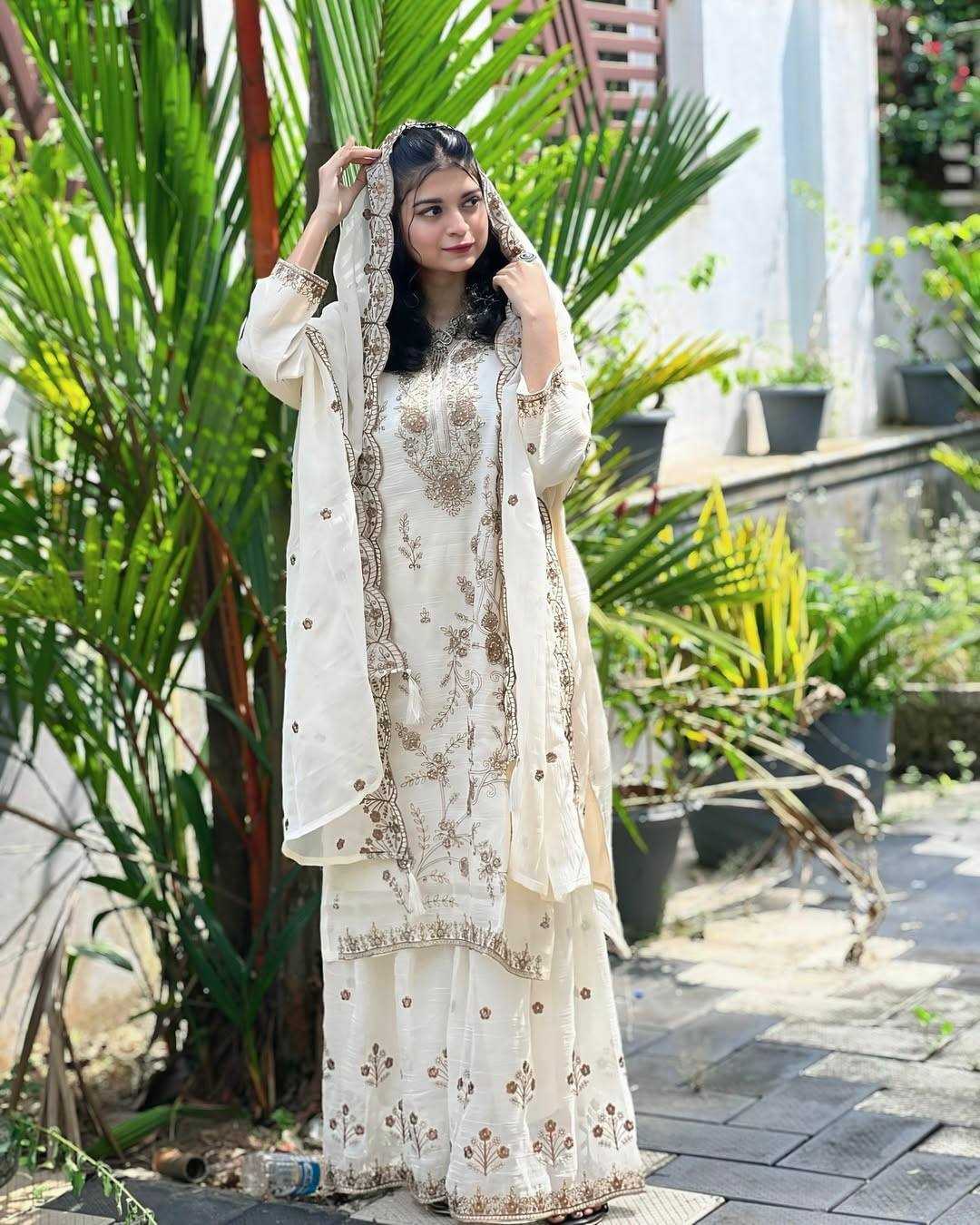 Ynf Chinon Silk KESH492 1376 Suits & Dresses Wholesale Sharara Salwar Suits Embroidery Suits White Salwar Suit Manufacturer