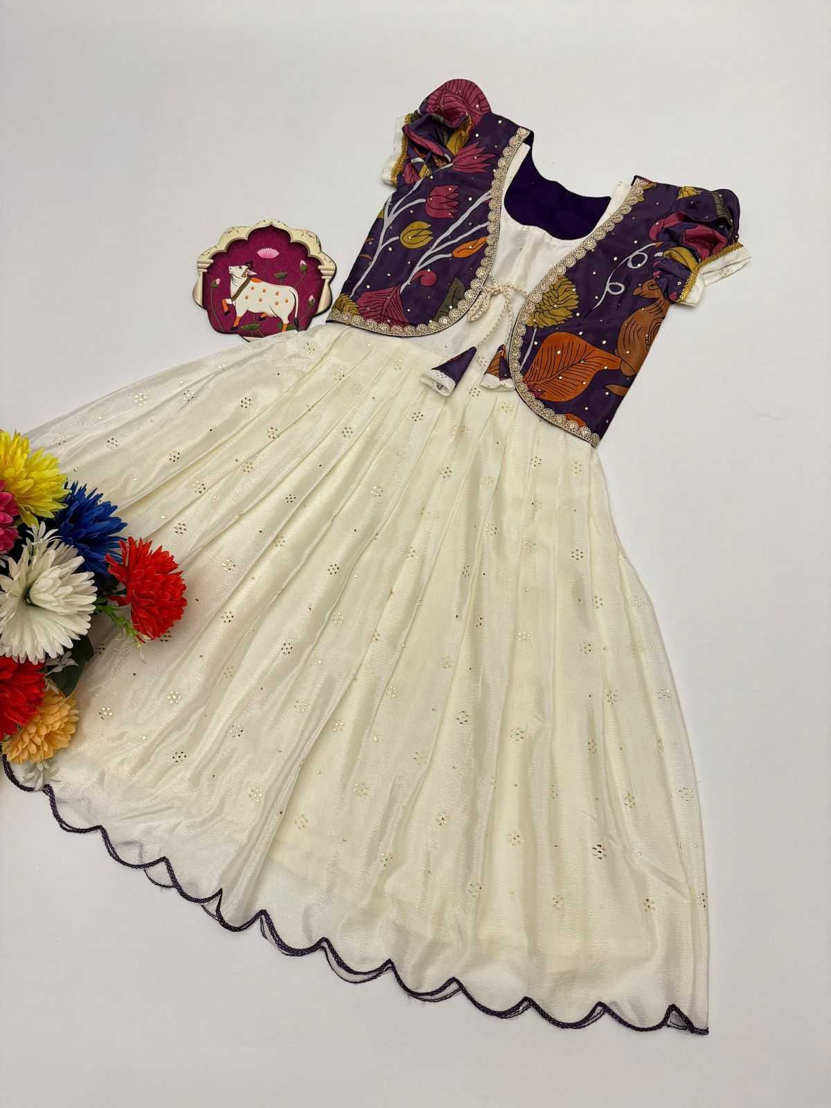 Ynf Chinon Silk KESH493 GRACY Kids Wear Wholesale Kids Gown Kids Ethnic Gowns Manufacturer