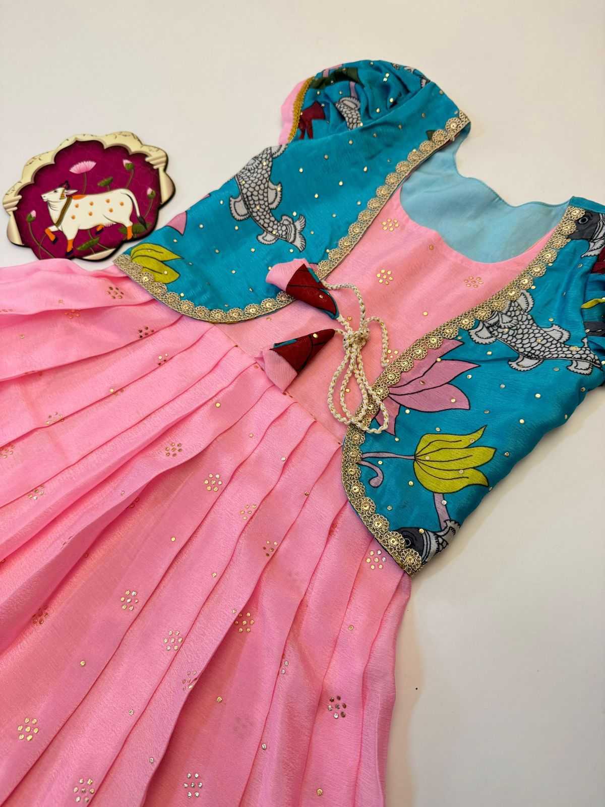 Ynf Chinon Silk KESH493 GRACY Kids Wear Wholesale Kids Gown Kids Ethnic Gowns Manufacturer