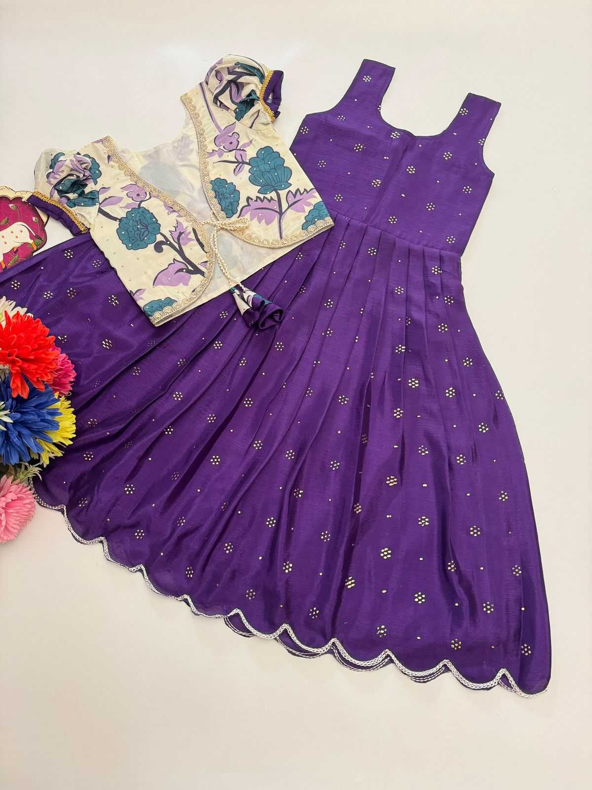 Ynf Chinon Silk KESH493 GRACY Kids Wear Wholesale Kids Gown Kids Ethnic Gowns Manufacturer