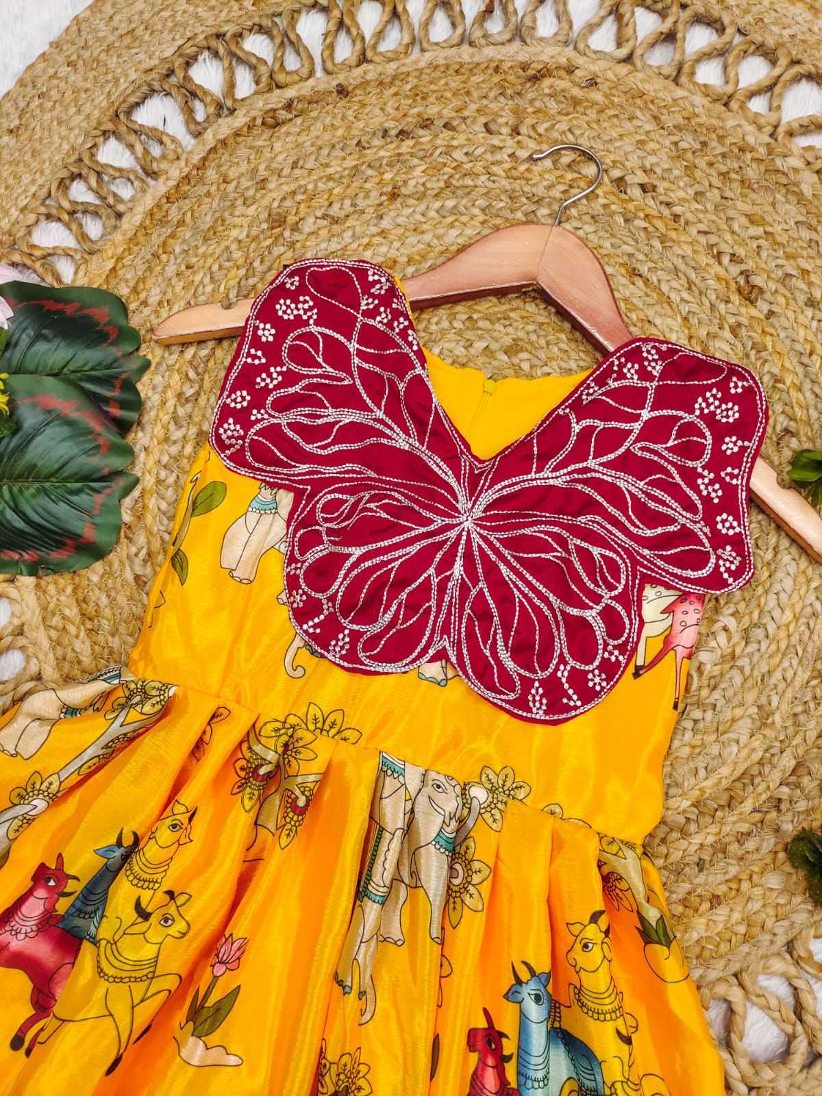 Ynf Chinon Silk KESH493 Spread Kids Wear Wholesale Kids Gown Kids Ethnic Gowns Manufacturer