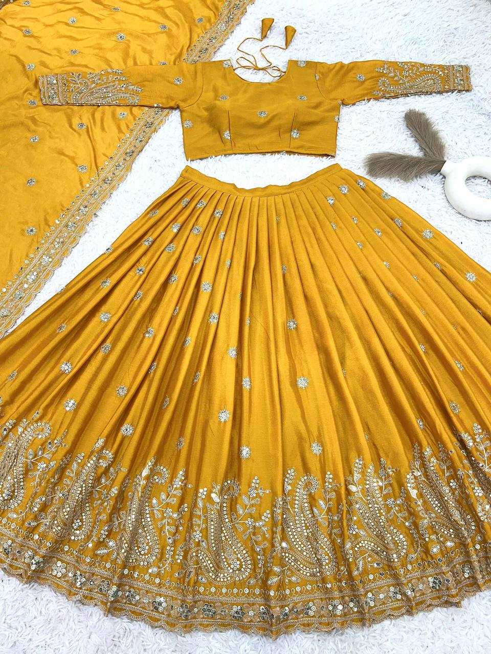Ynf Chinon Silk KESH499 495 Lehengas Wedding Collections Wholesale Silk Lehenga Lehenga For Haldi Haldi Outfits Manufacturer