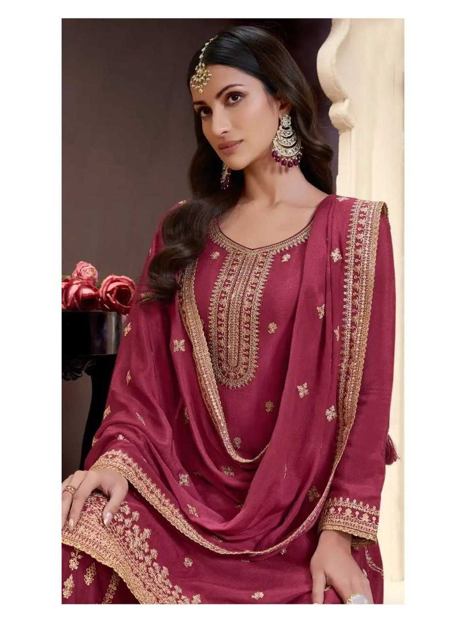 Ynf Chinon Silk KESH504 71151 Suits & Dresses Wholesale Embroidery Suits Palazzo Suit Designer Suits Manufacturer