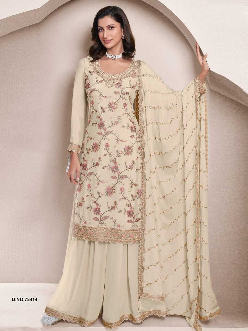 Ynf Chinon Silk KESH504 73411 Suits & Dresses Wholesale Embroidery Suits Palazzo Suit Wedding Suits Manufacturer