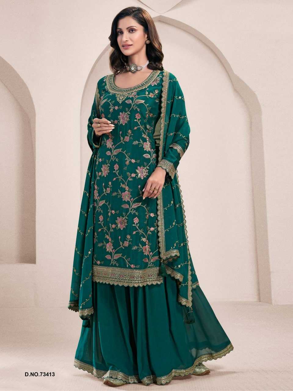Ynf Chinon Silk KESH504 73411 Suits & Dresses Wholesale Embroidery Suits Palazzo Suit Wedding Suits Manufacturer