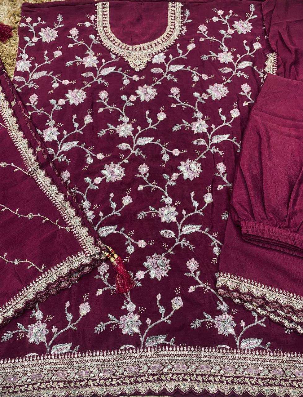 Ynf Chinon Silk KESH504 73411 Suits & Dresses Wholesale Embroidery Suits Palazzo Suit Wedding Suits Manufacturer