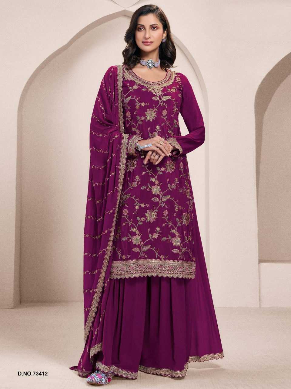 Ynf Chinon Silk KESH504 73411 Suits & Dresses Wholesale Embroidery Suits Palazzo Suit Wedding Suits Manufacturer