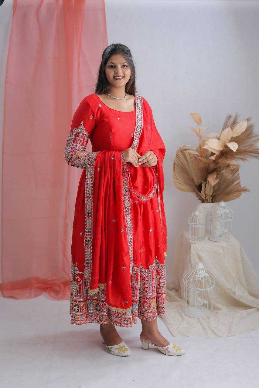 Ynf Chinon Silk KESH506 1191 Gowns Wholesale Fancy Gowns Embroidery Gowns Anarkali Gown Manufacturer