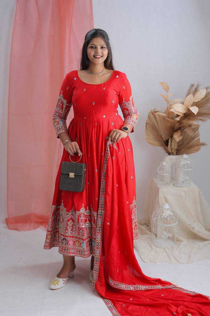 Ynf Chinon Silk KESH506 1191 Gowns Wholesale Fancy Gowns Embroidery Gowns Anarkali Gown Manufacturer