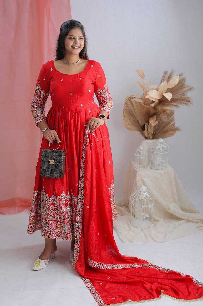Ynf Chinon Silk KESH506 1191 Gowns Wholesale Fancy Gowns Embroidery Gowns Anarkali Gown Manufacturer
