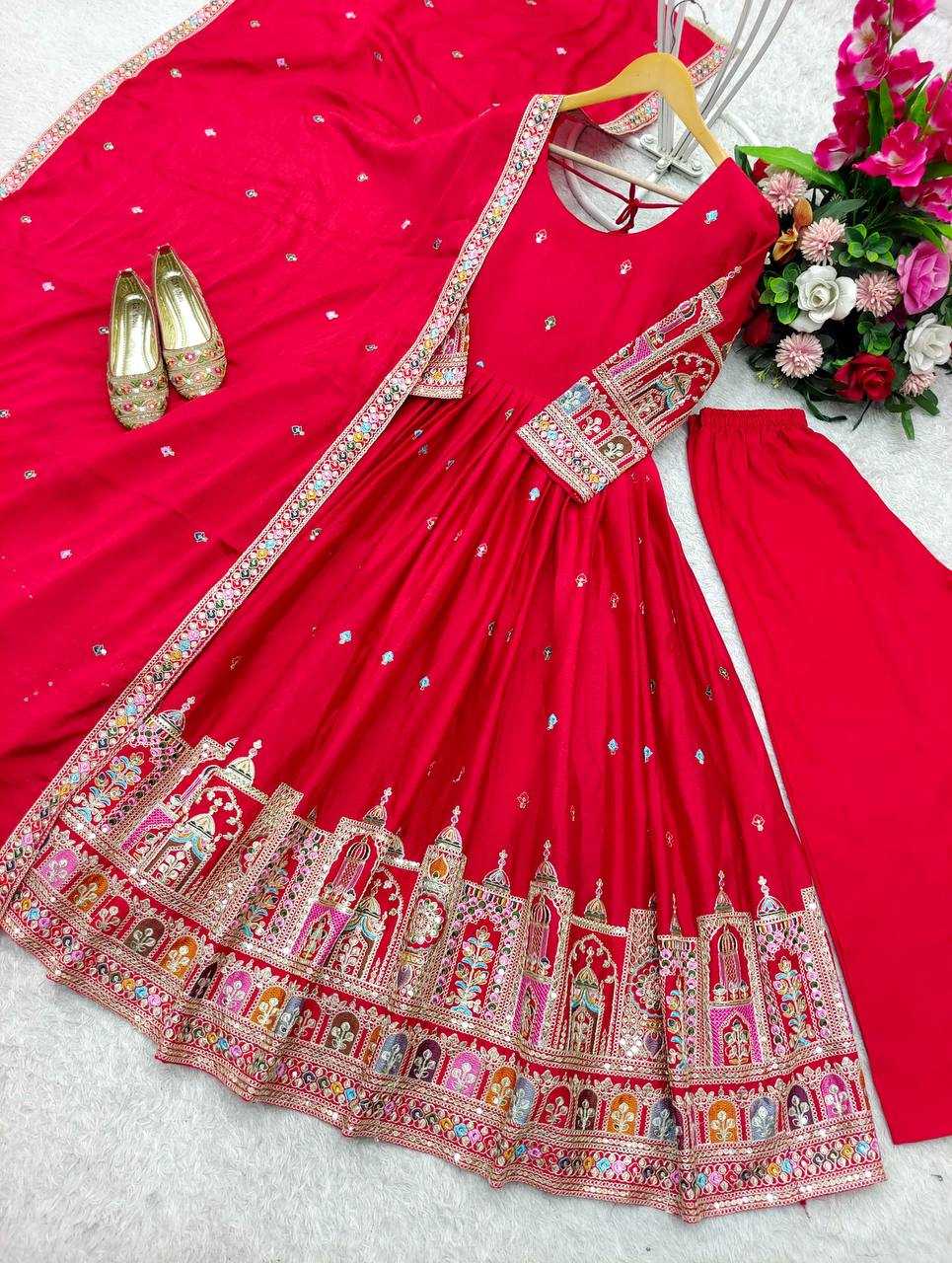 Ynf Chinon Silk KESH506 1191 Gowns Wholesale Fancy Gowns Embroidery Gowns Anarkali Gown Manufacturer