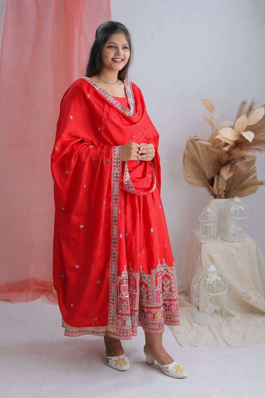 Ynf Chinon Silk KESH506 1191 Gowns Wholesale Fancy Gowns Embroidery Gowns Designer Gowns Manufacturer