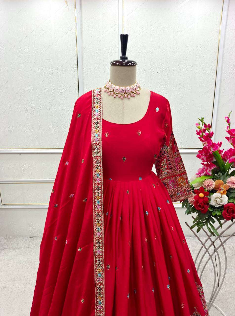 Ynf Chinon Silk KESH506 1191 Gowns Wholesale Fancy Gowns Embroidery Gowns Designer Gowns Manufacturer