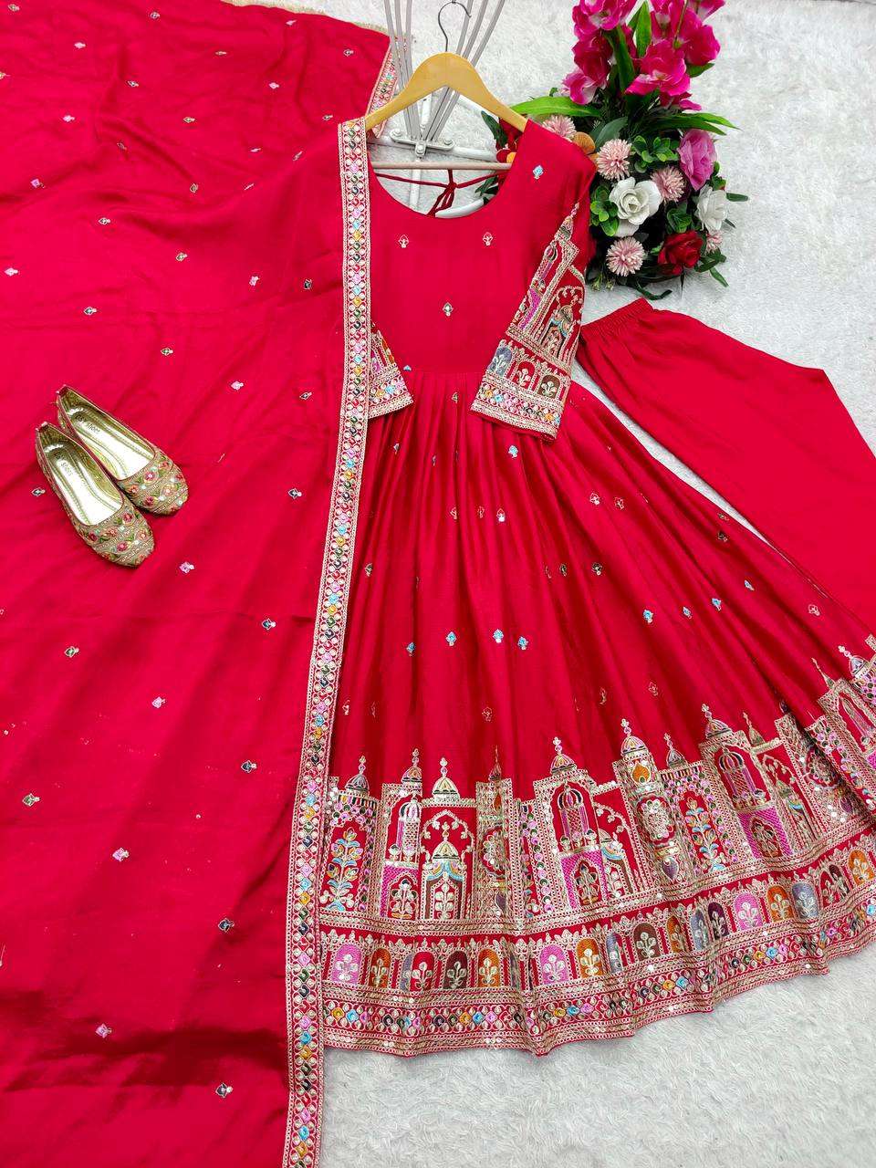 Ynf Chinon Silk KESH506 1191 Gowns Wholesale Fancy Gowns Embroidery Gowns Designer Gowns Manufacturer