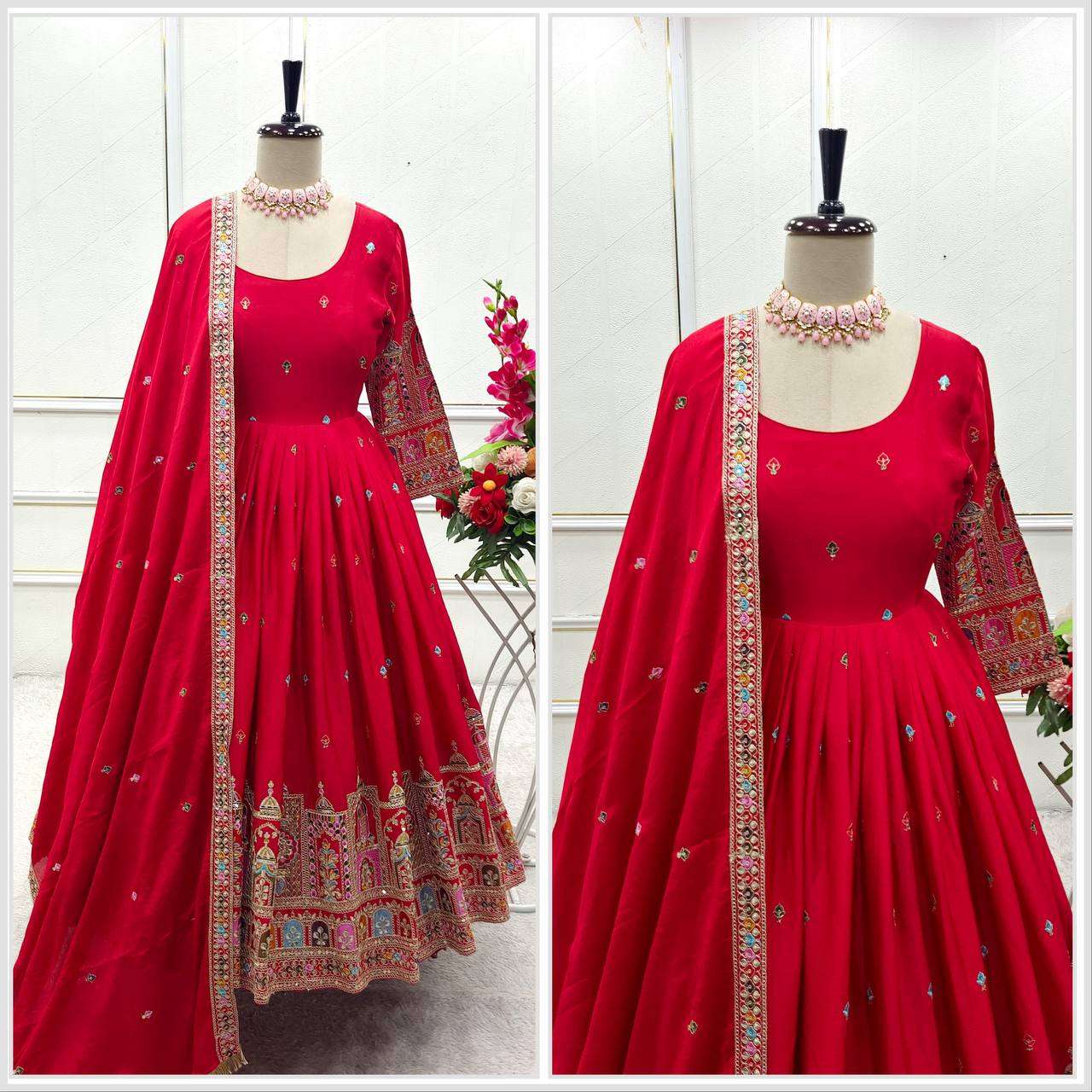 Ynf Chinon Silk KESH506 1191 Gowns Wholesale Fancy Gowns Embroidery Gowns Designer Gowns Manufacturer