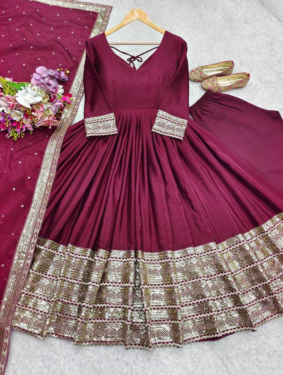 Ynf Chinon Silk KESH506 150 Gowns Wholesale Fancy Gowns Party Gowns Long Gowns Manufacturer