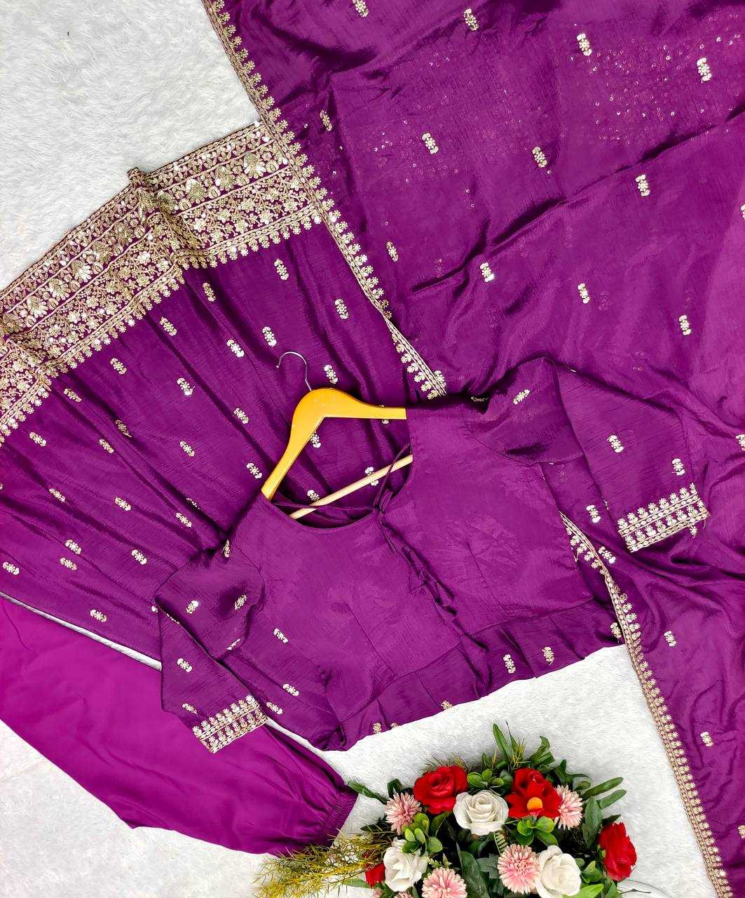 Ynf Chinon Silk KESH506 8054 Gowns Wholesale Embroidery Gowns Party Gowns Silk Gowns Manufacturer