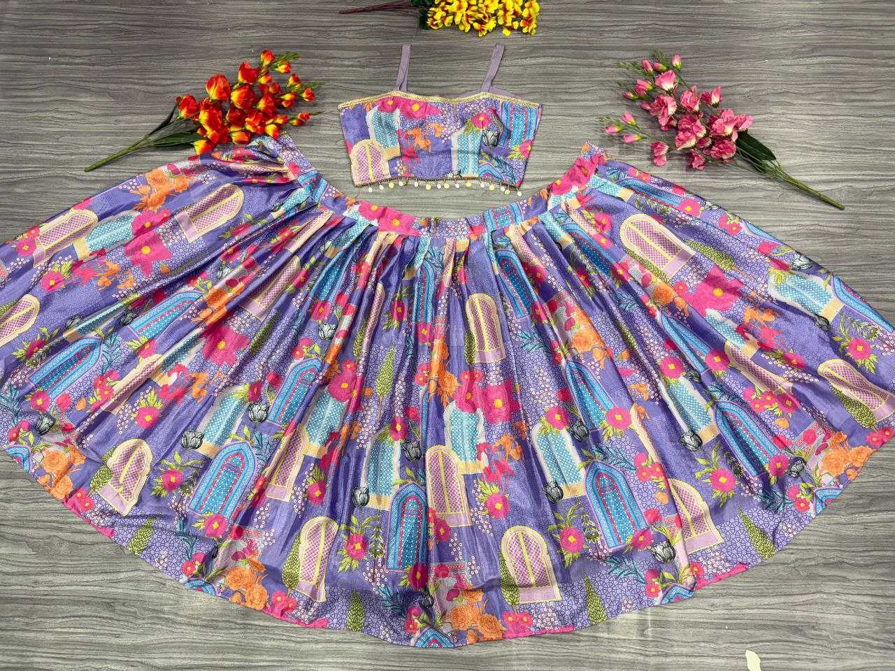 Ynf Chinon Silk KESH508 1023 Lehengas Wholesale Designer Lehenga Printed Lehenga Indo-Western Lehenga Manufacturer
